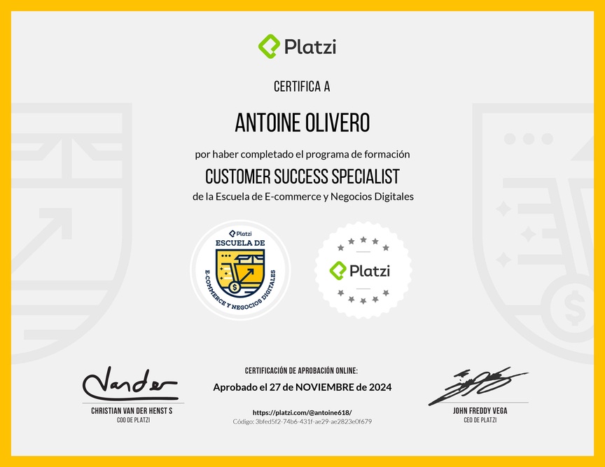 Diploma de la Ruta de Aprendizaje de Customer Success Specialist