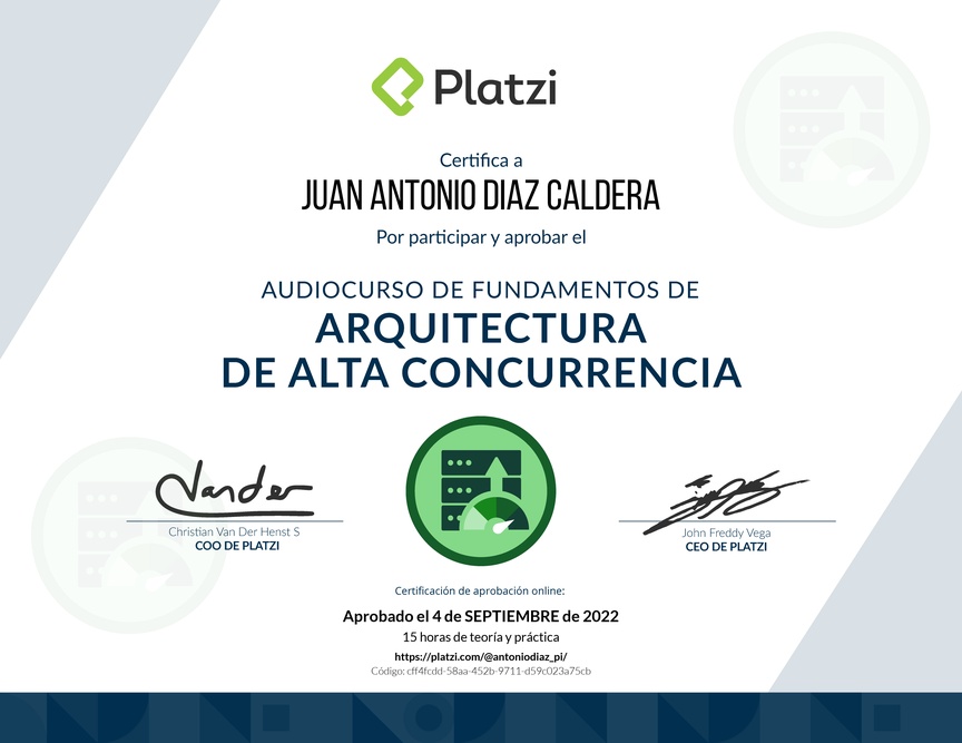 Diploma de Audiocurso de Fundamentos de Arquitectura de Alta Concurrencia