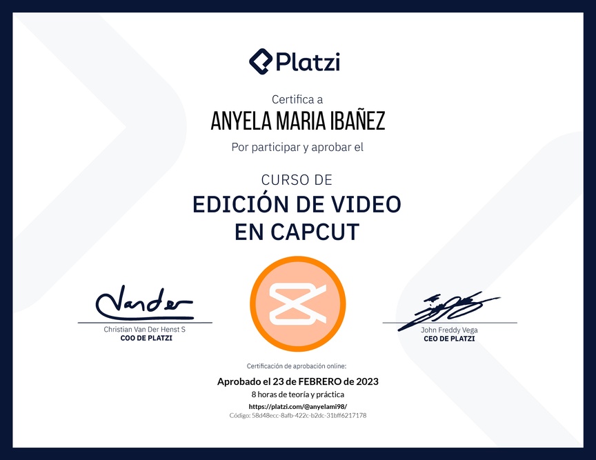 Diploma del Curso de Edición de Video con Capcut