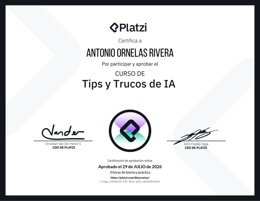 Diploma del Curso de tips y trucos de IA