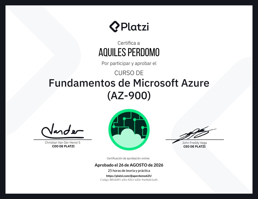 Diploma del Curso de Fundamentos de Microsoft Azure (AZ-900)