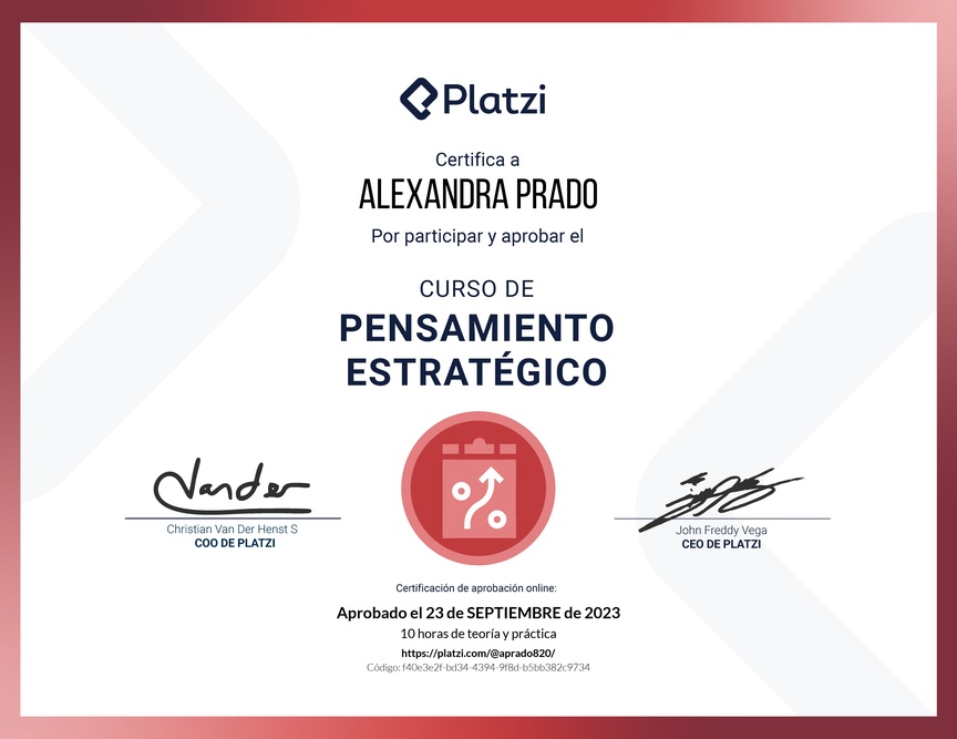 Diploma del Curso de Pensamiento Estratégico