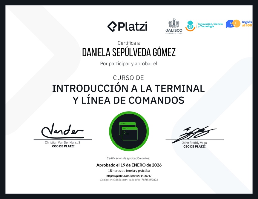Diploma del Curso de Introducción a la Terminal y Línea de Comandos
