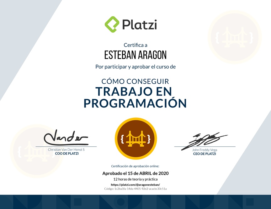 Diploma de Cómo Conseguir Trabajo en Programación