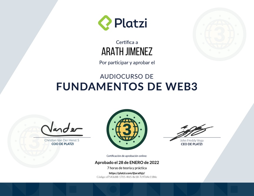 Diploma de Audiocurso de Fundamentos de Web3
