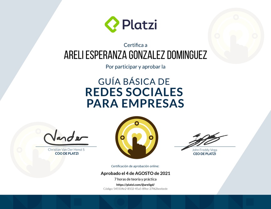 Diploma de Guía Básica de Redes Sociales para Empresas