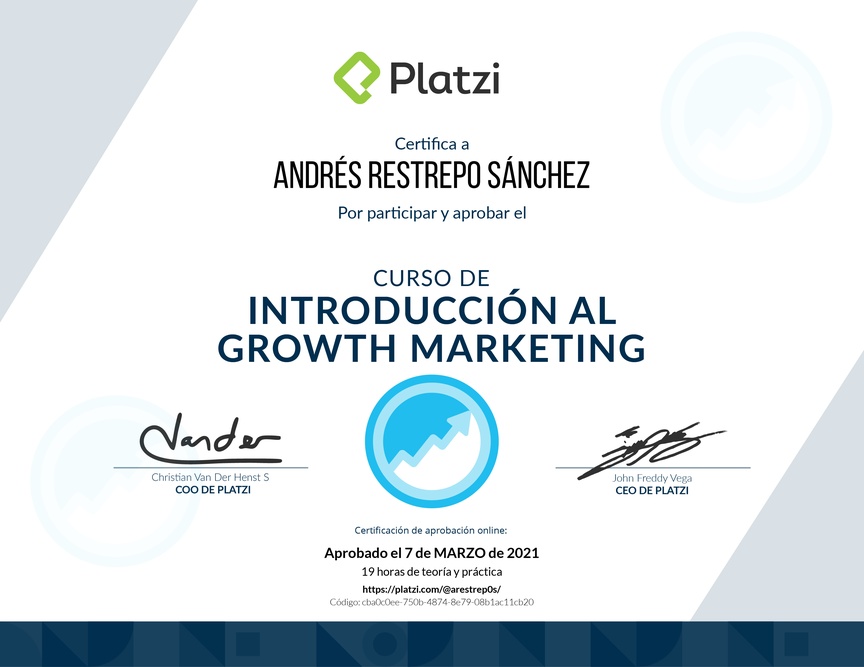 Diploma del Curso de Introducción al Growth Marketing