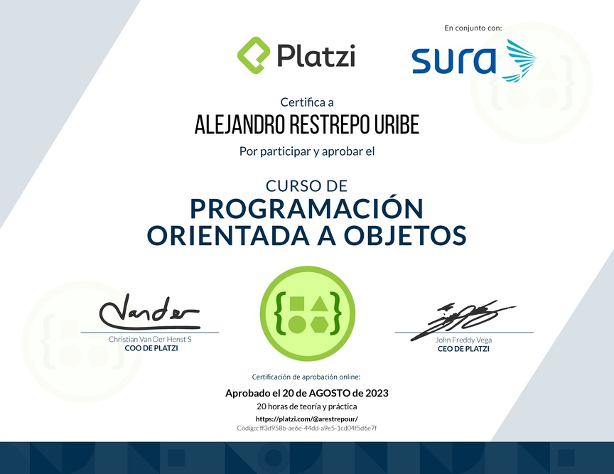 Diploma del Curso de Programación Orientada a Objetos: POO