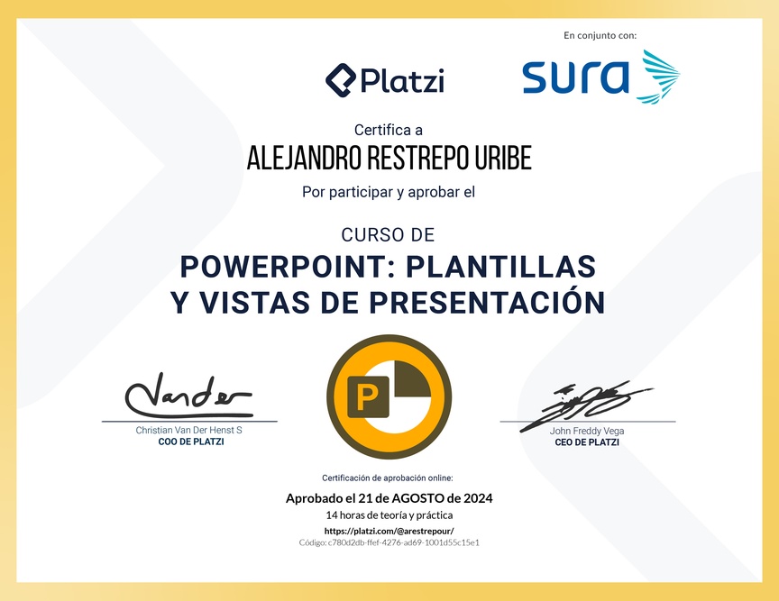 Diploma del Curso de PowerPoint: Plantillas y Vistas de Presentación