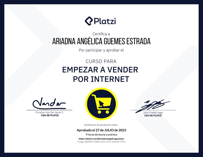 Diploma del Curso para Empezar a Vender por Internet