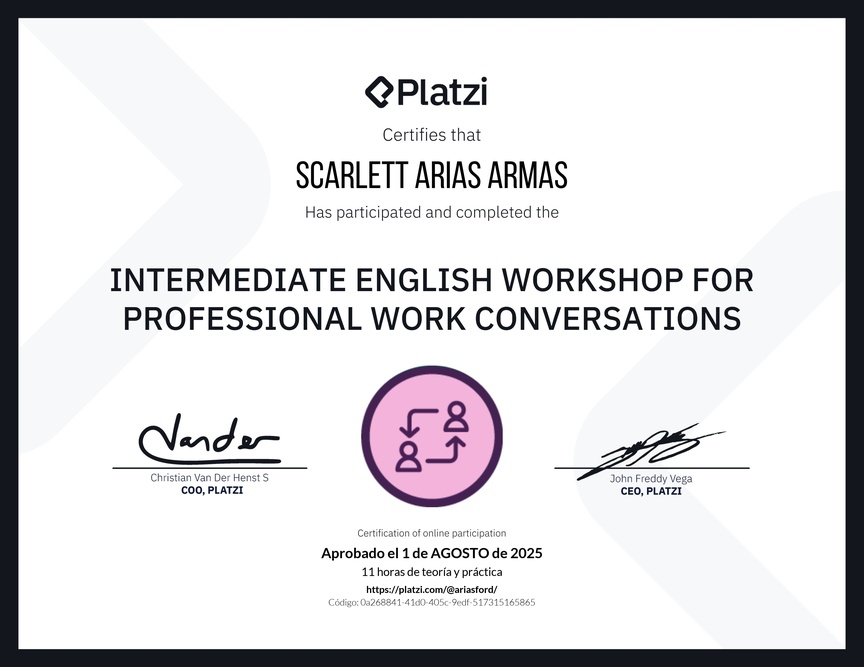 Diploma del Curso de Inglés Práctico para Conversaciones de Trabajo