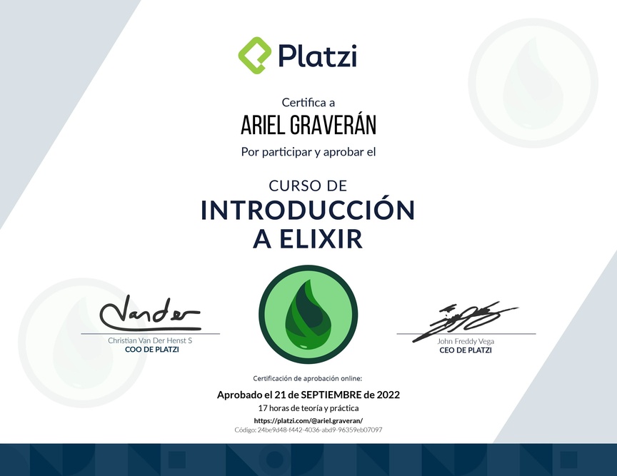 Diploma del Curso de Introducción a Elixir