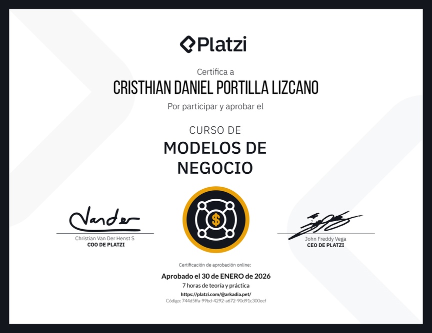 Diploma del Curso de Modelos de Negocio
