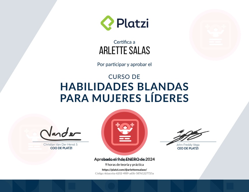 Diploma de Audiocurso de Habilidades Blandas para Mujeres Líderes