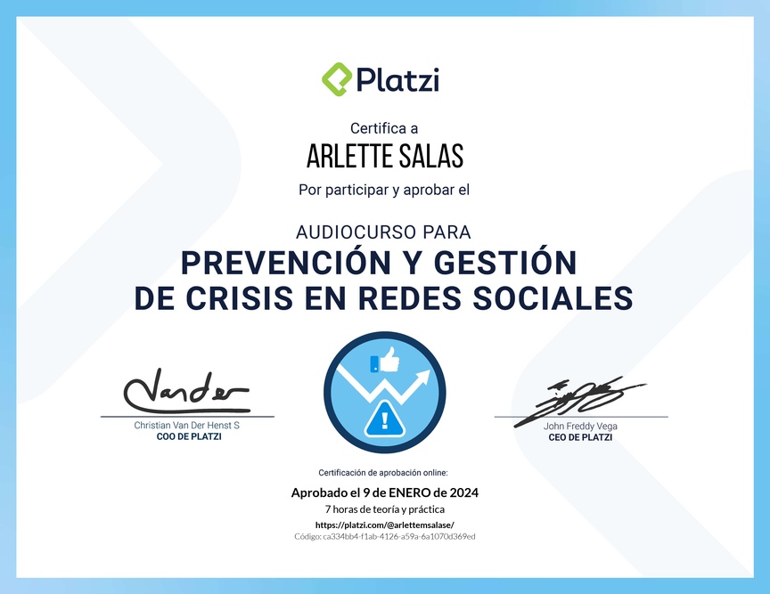 Diploma de Audiocurso: Prevención y Gestión de Crisis en Redes Sociales