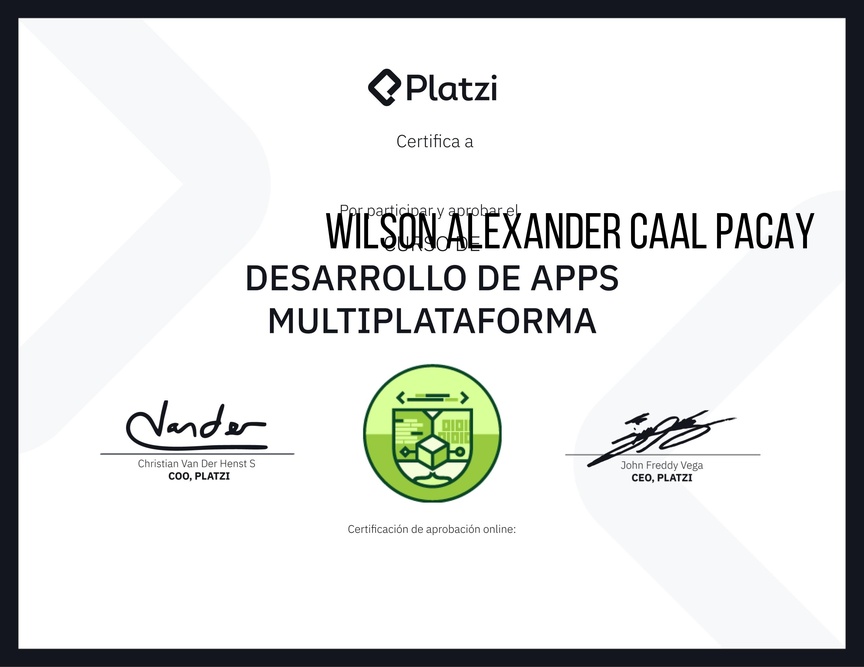 Diploma de la Ruta de Aprendizaje de Desarrollo de aplicaciones multiplataformas