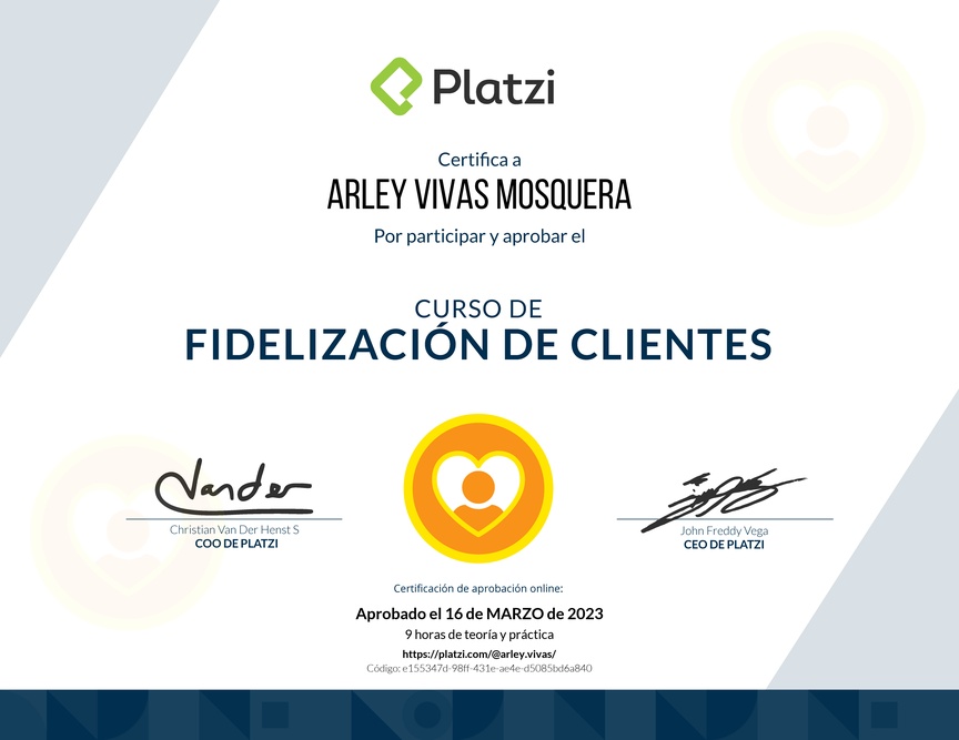Diploma del Curso de Fidelización de Clientes