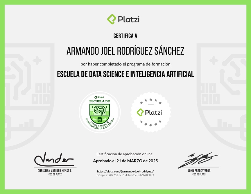 Diploma de la Ruta de Aprendizaje de Data e Inteligencia Artificial