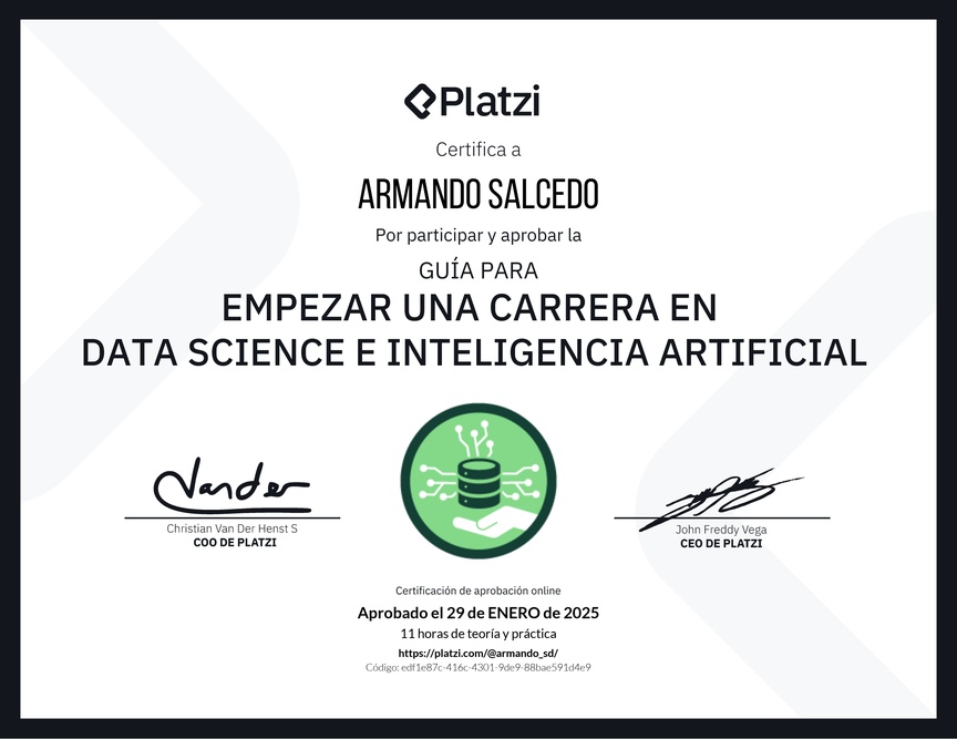 Diploma de Guía para Empezar una Carrera en Data Science e Inteligencia Artificial