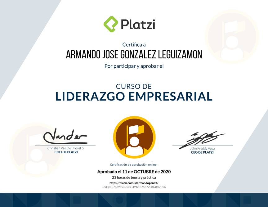 Diploma del Curso de Liderazgo Empresarial