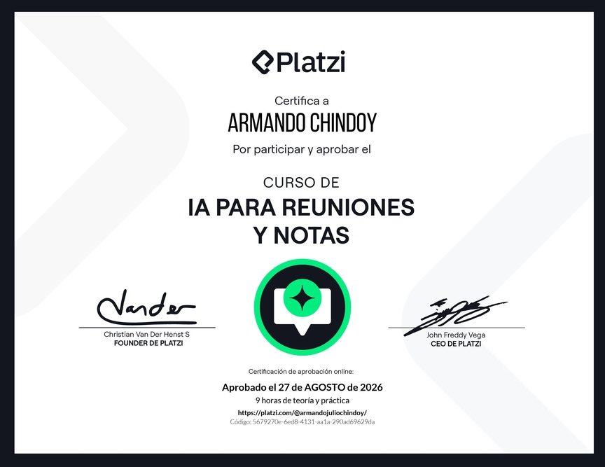Diploma del Curso de AI para Reuniones y Notas