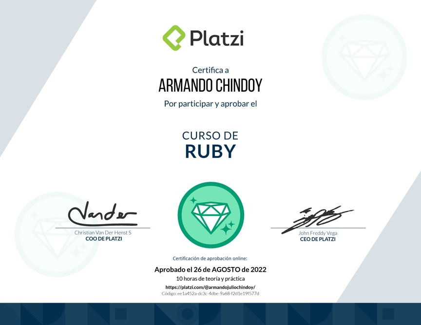 Diploma del Curso de Ruby