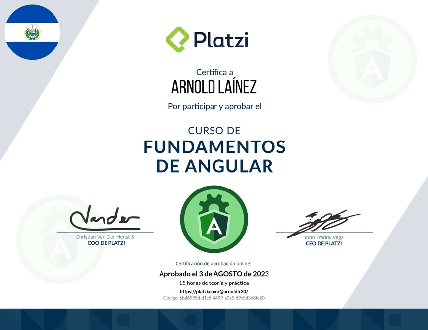 Diploma del Curso de Fundamentos de Angular
