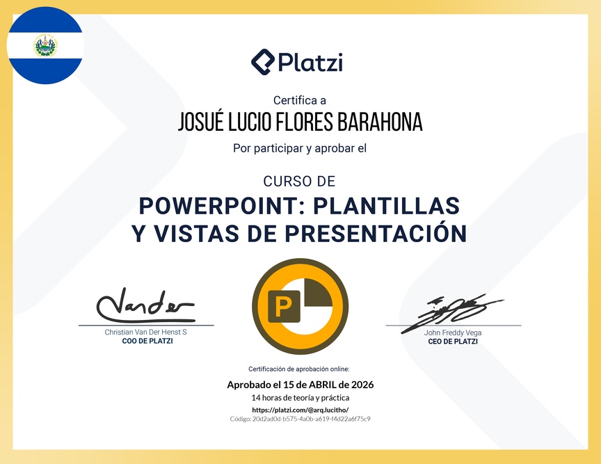 Diploma del Curso de PowerPoint: Plantillas y Vistas de Presentación