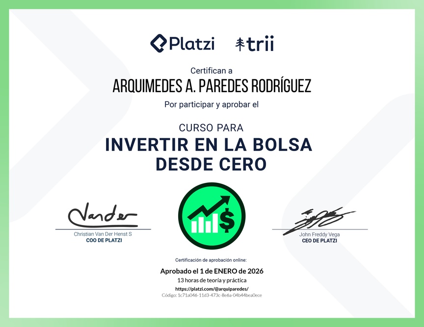 Diploma del Curso de Inversión en la Bolsa