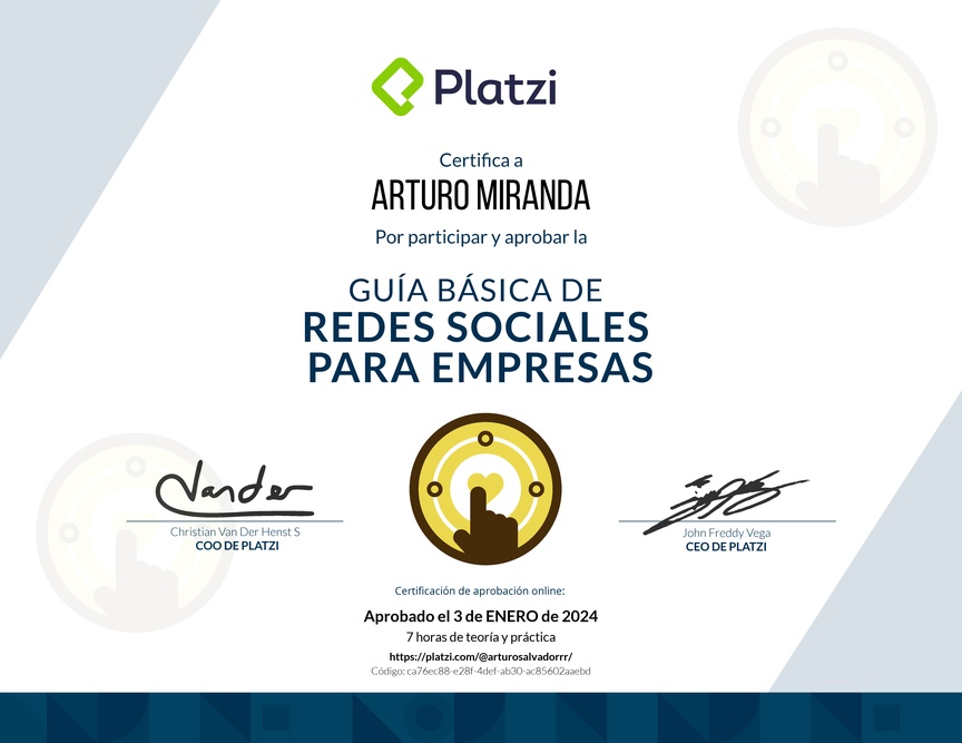 Diploma de Guía Básica de Redes Sociales para Empresas