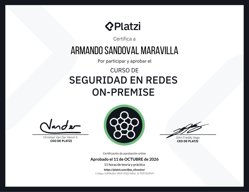 Diploma del Curso de Seguridad de Redes On-Premise