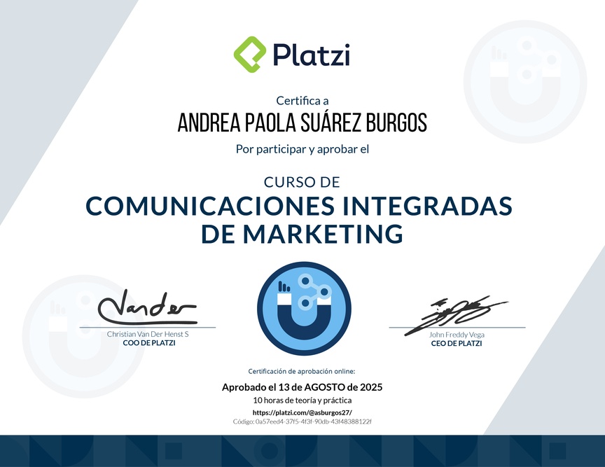 Diploma del Curso de Comunicaciones Integradas de Marketing