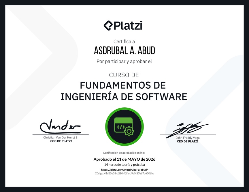 Diploma del Curso de Fundamentos de Ingeniería de Software