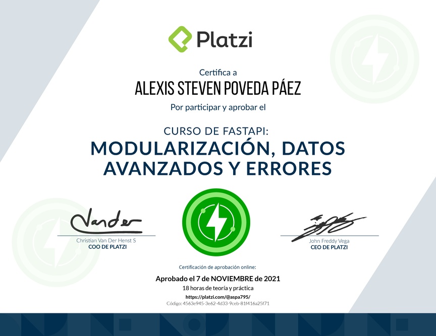 Diploma del Curso de FastAPI: Modularización, Datos y Errores