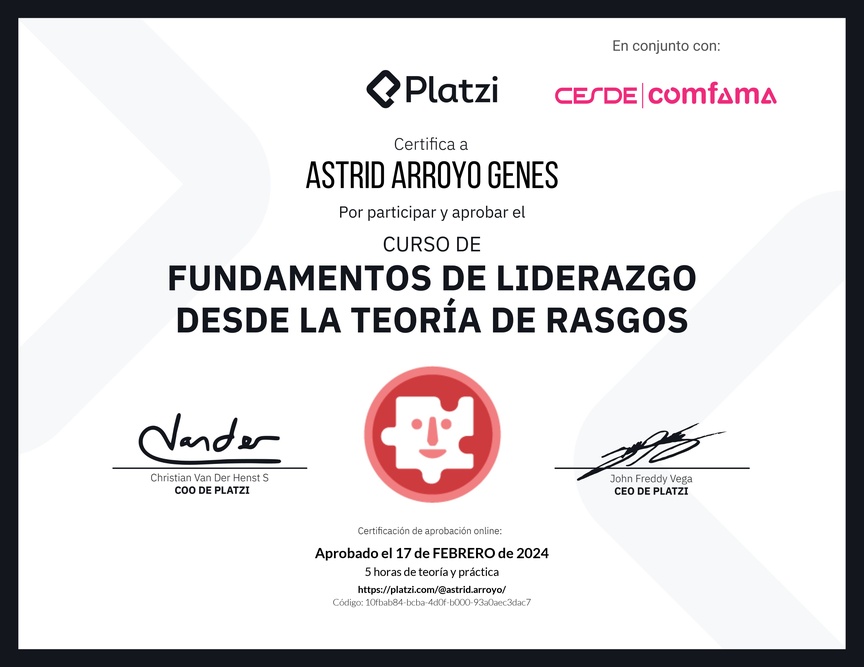Diploma del Curso de Fundamentos de Liderazgo: Reconoce las Características de un Líder