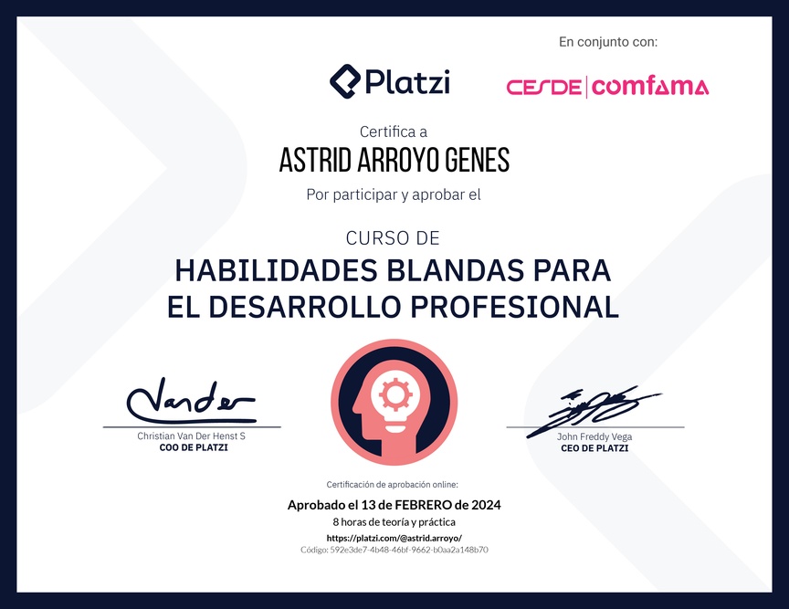 Diploma del Curso de Habilidades Blandas para el Desarrollo Profesional