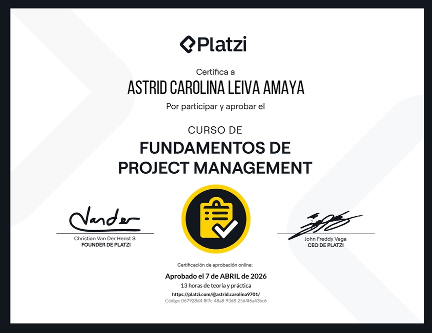 Diploma del Curso de Fundamentos de Project Management