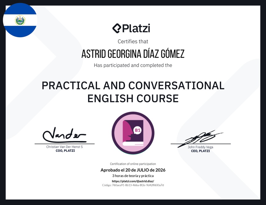 Diploma del Curso de Inglés Práctico y Conversacional