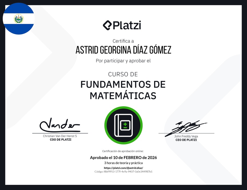 Diploma del Curso de Fundamentos de Matemáticas