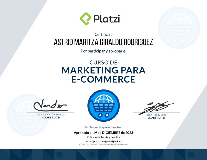 Diploma del Curso de Marketing para E-Commerce