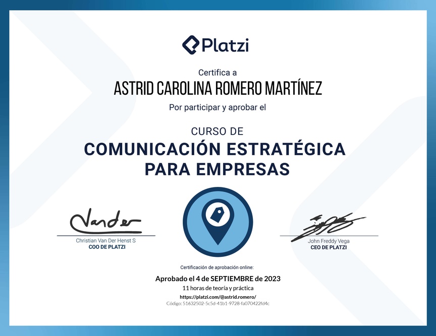 Diploma del Curso de Comunicación Estratégica para Empresas