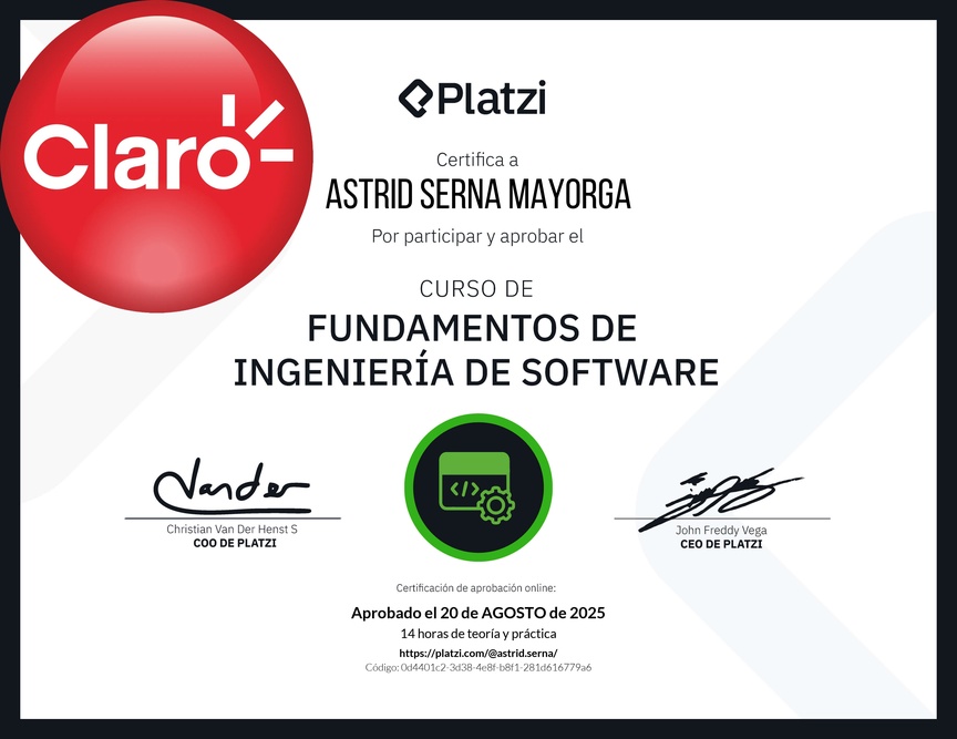 Diploma del Curso de Fundamentos de Ingeniería de Software