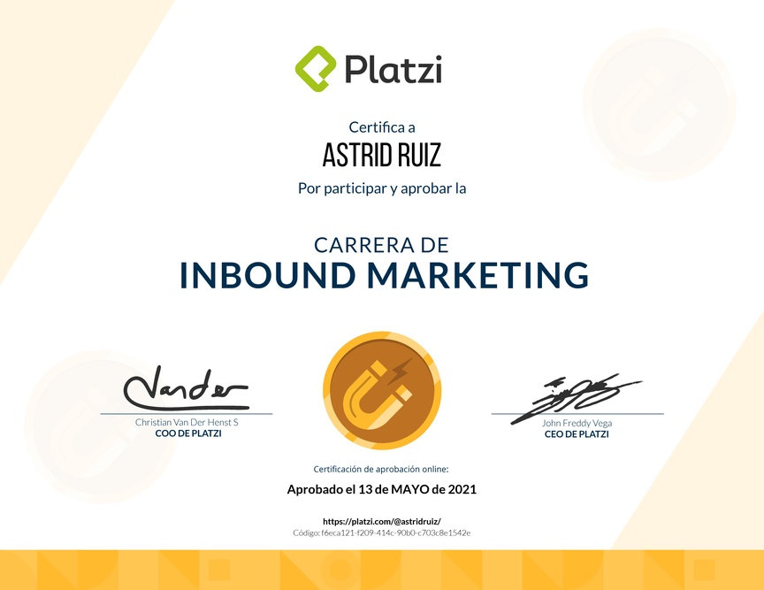 Diploma de la Ruta de Aprendizaje de Inbound Marketing