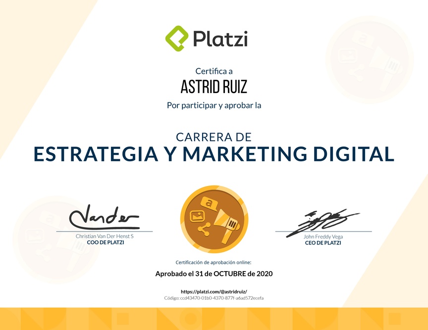 Diploma de la Ruta de Aprendizaje de Marketing Digital y Estrategia Online