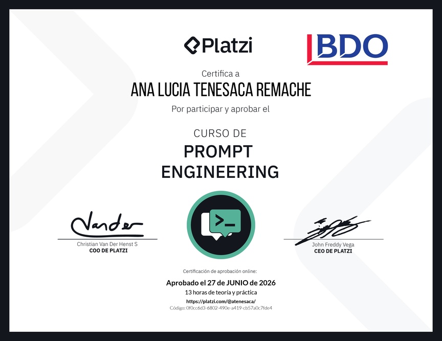 Diploma del Curso de Prompt Engineering