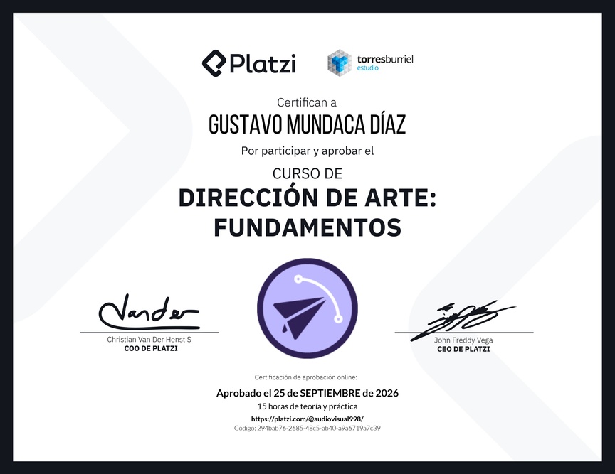 Diploma del Curso de Dirección de Arte: Fundamentos