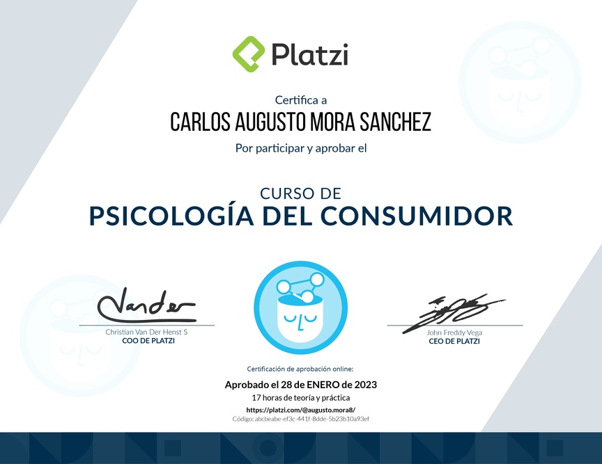 Diploma del Curso de Psicología del Consumidor