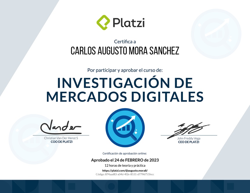 Diploma del Curso de Investigación de Mercados Digitales