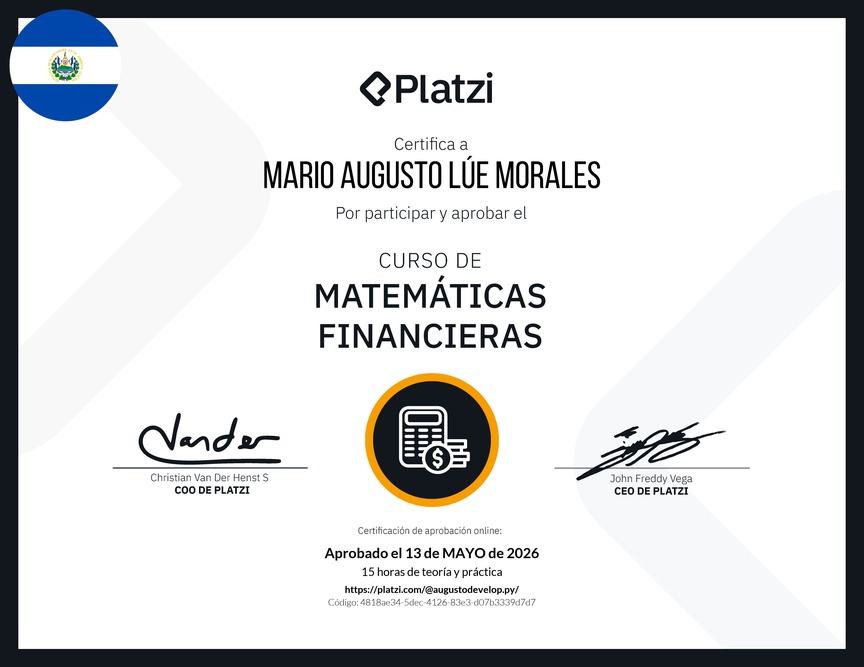 Diploma del Curso de Matemáticas Financieras