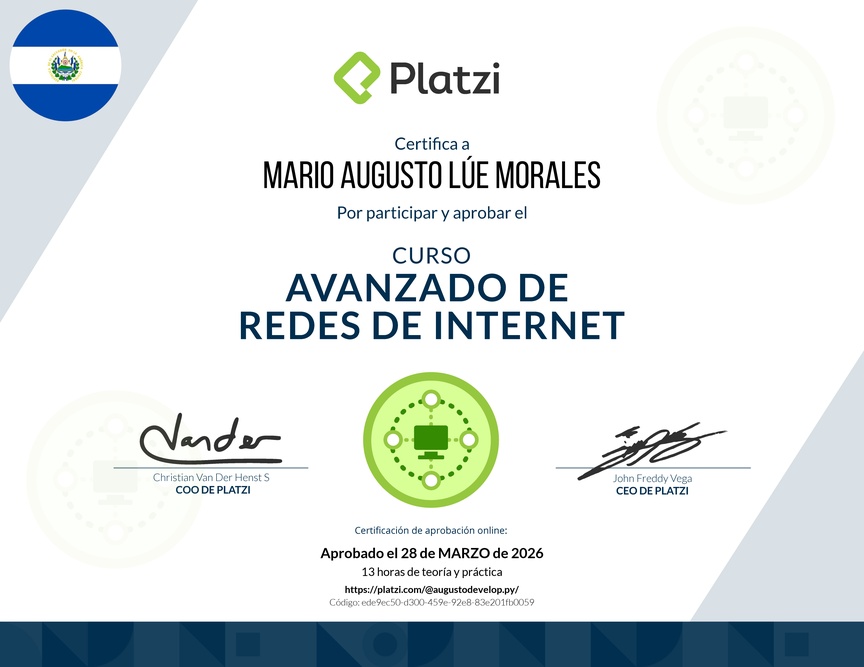 Diploma del Curso de Redes de Internet - Profesional